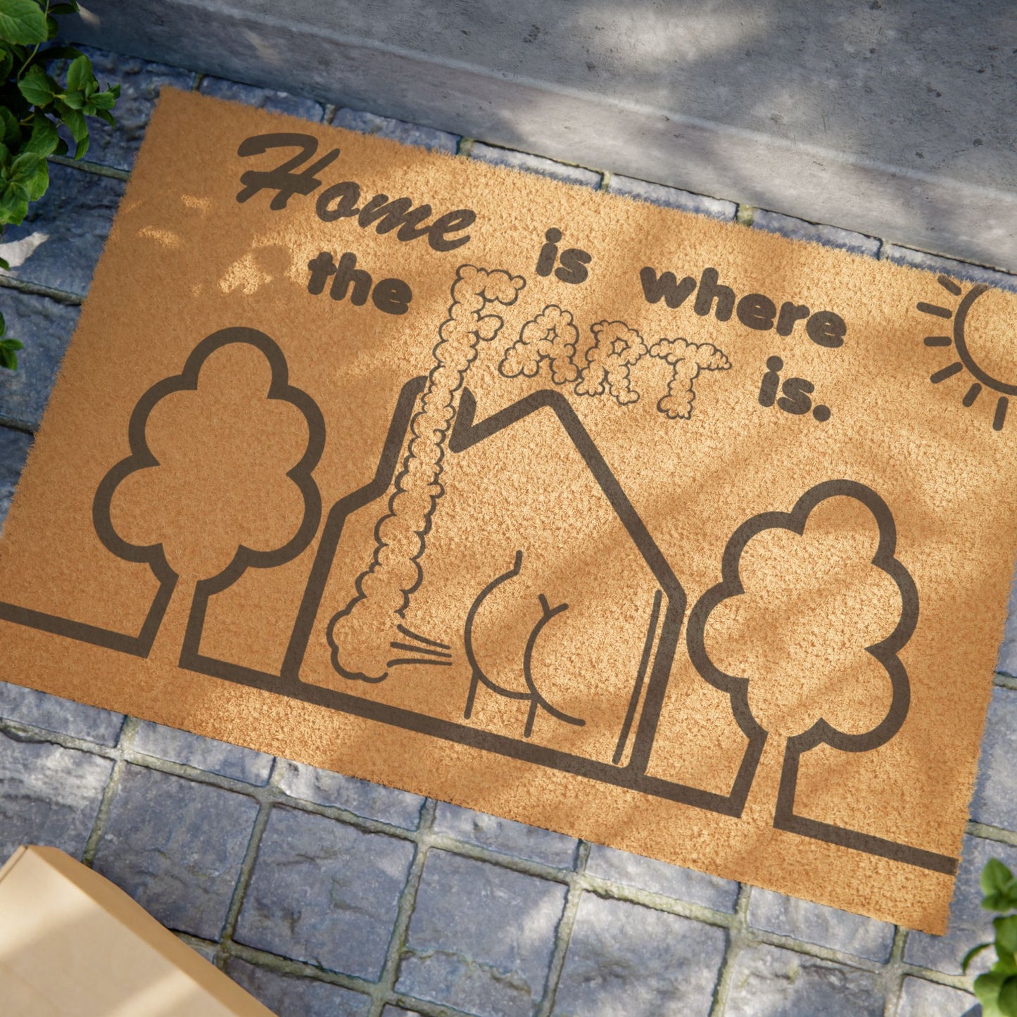 "Home is where the FART is." Welcome Home Doormat - Cozy Home Entrance Mat, Housewarming Gift, Funny Doormat, Outdoor Decor, Personalized Entryway Mat