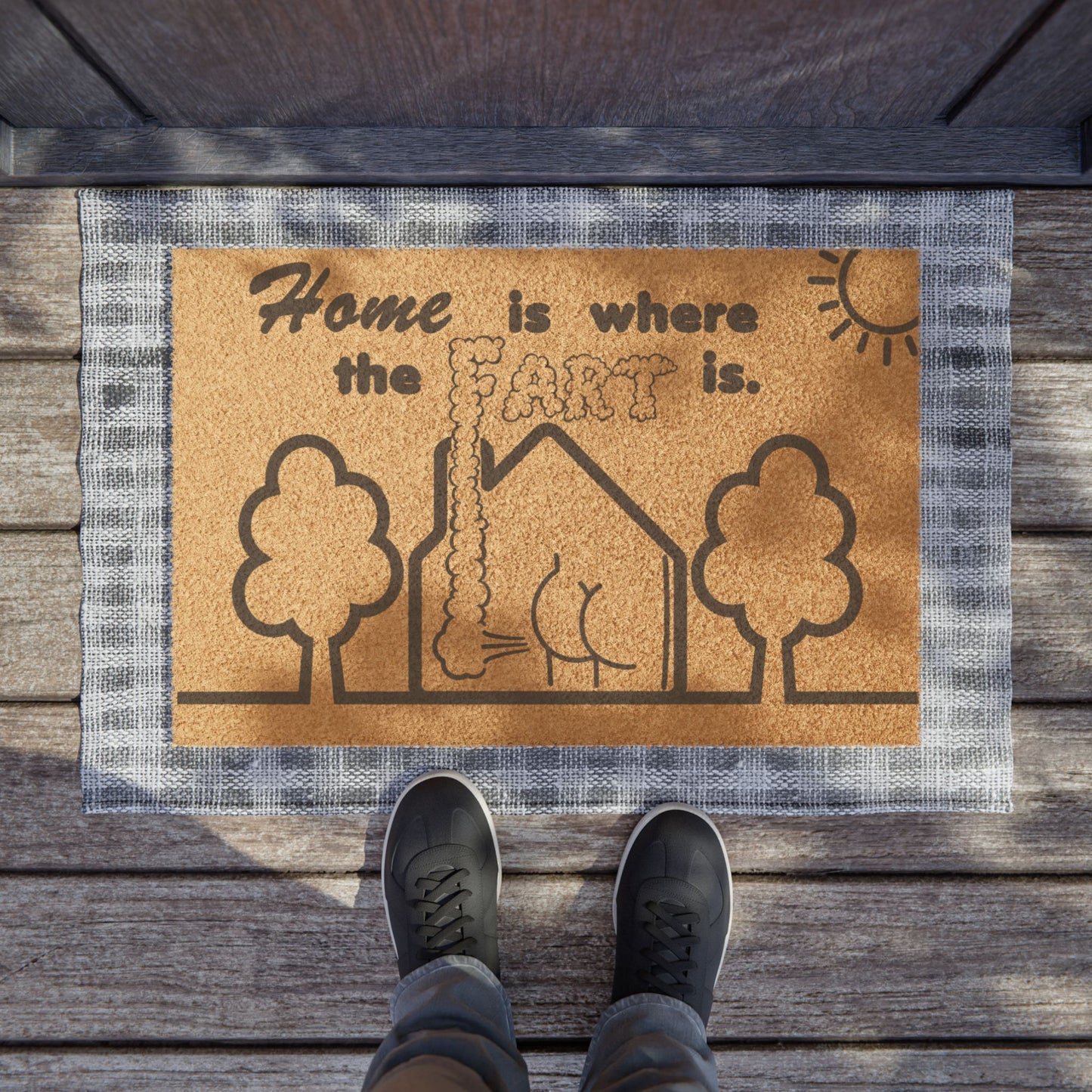 "Home is where the FART is." Welcome Home Doormat - Cozy Home Entrance Mat, Housewarming Gift, Funny Doormat, Outdoor Decor, Personalized Entryway Mat